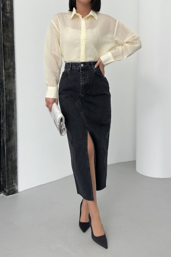 Uzun Kot Etek Düz Antrasit