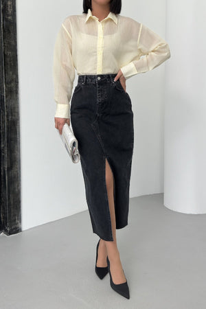 Uzun Kot Etek Düz Antrasit