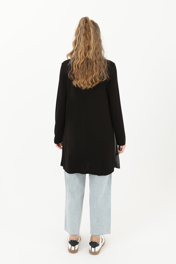 Kadın Balıkçı Yaka Tül Detaylı Bluz - 10269TUN