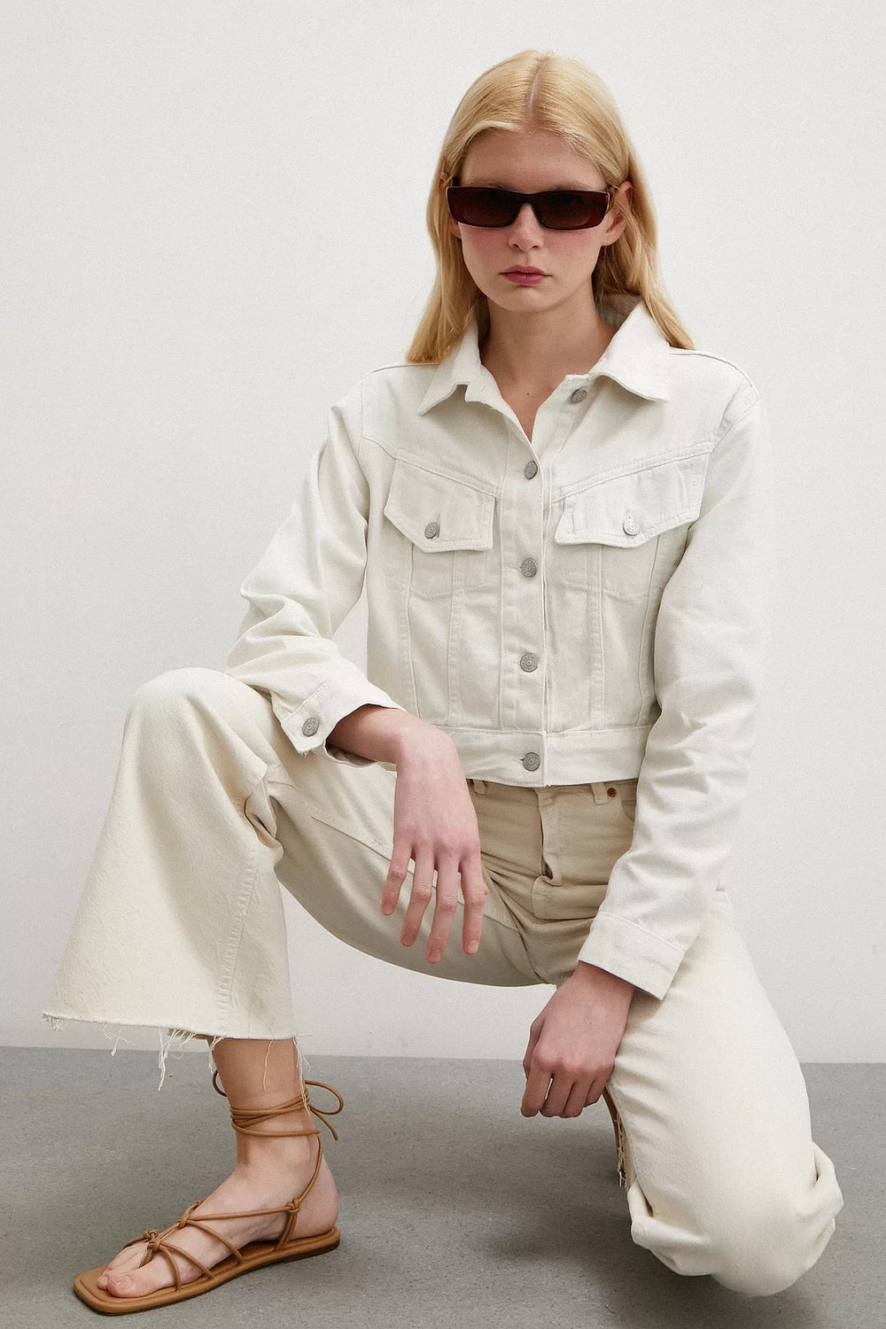 Gabardin Ceket - Taş - Taş - L