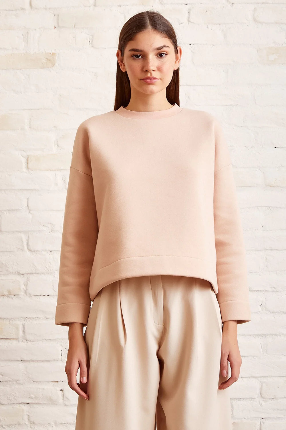 Bisiklet Yaka Oversize Sweatshirt - Somon - Somon - L