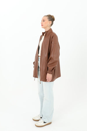 Deri Önden Fermuarlı Mont - 15120MNT