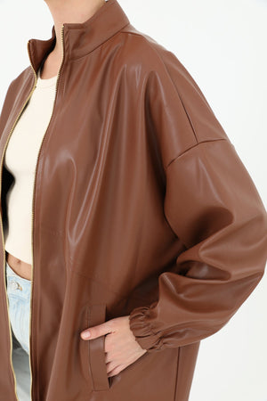 Deri Önden Fermuarlı Mont - 15120MNT