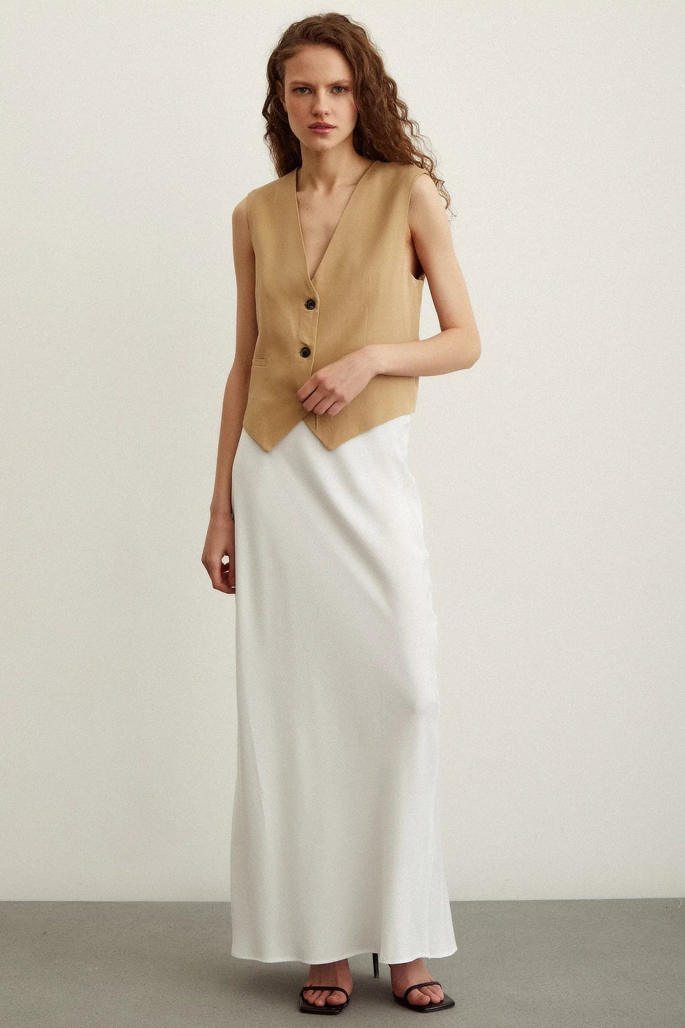 A-Kesim Verev Etek - Ekru - Ekru - L