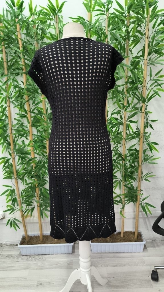 Kadın Sıfır Kol V Yaka Yanı Derin Yırtmaçlı Midi Boy Triko Elbise , 26388