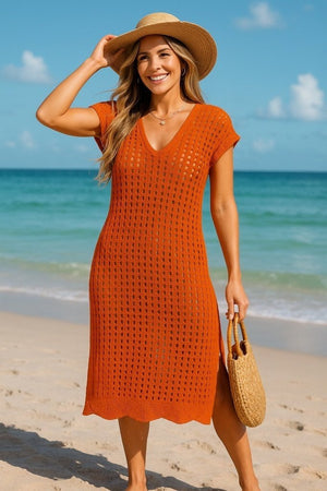 Rochie midi tricotată, fără mâneci, cu decolteu în V și crăpătură laterală adâncă, pentru femei, 26387