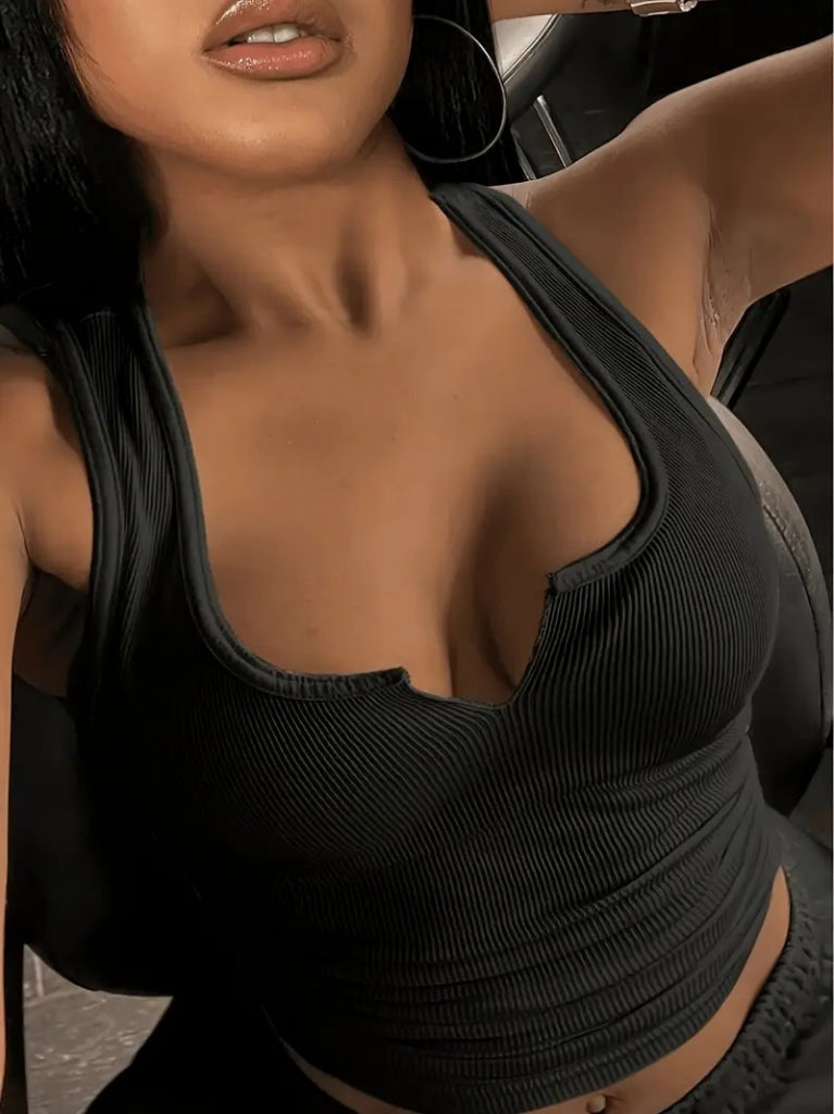 Kadın Kolsuz V Yakalı Kaşkorse Bluz, 16499