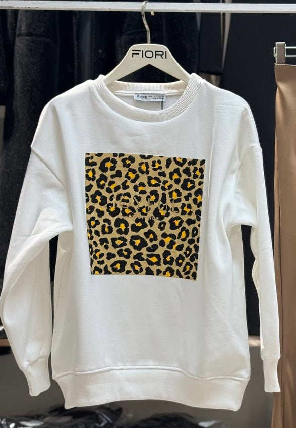 Joyful Baskılı Bisiklet Yaka 3 İplik Şardonlu Sweatshirt