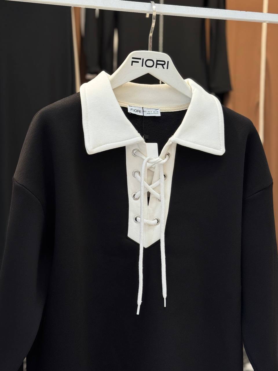 Bağcık Detaylı Polo Yaka İçi Şardonlu Sweatshirt