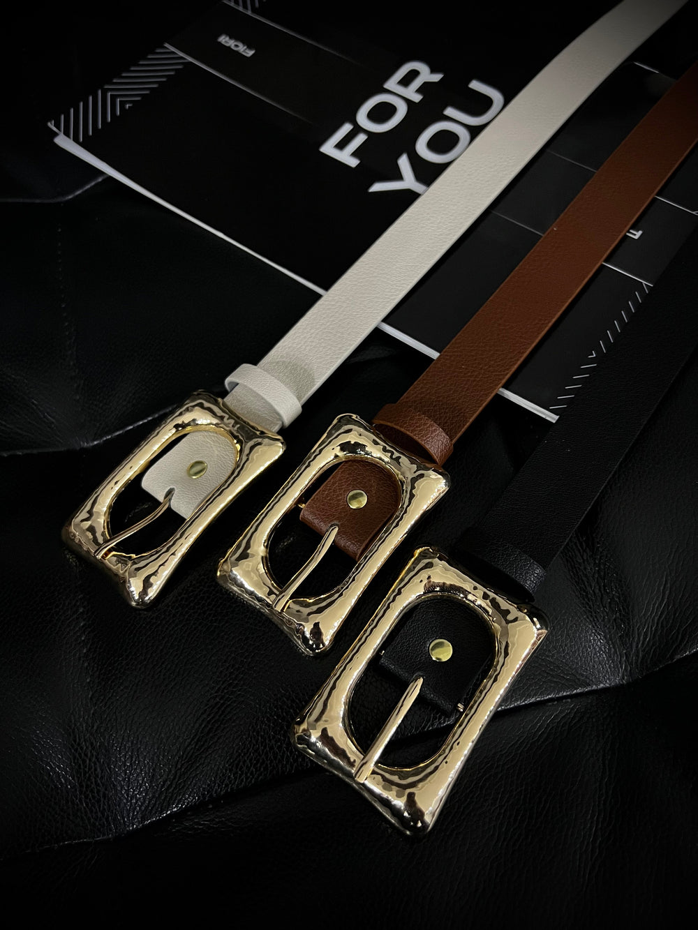 Dikdörtgen Gold Tokalı Kadın Pantolon Kemeri