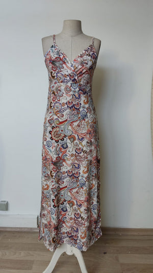 Rochie lungă Supreme pentru femei, cu bretele, decolteu în V și imprimeu, crăpături, 33932
