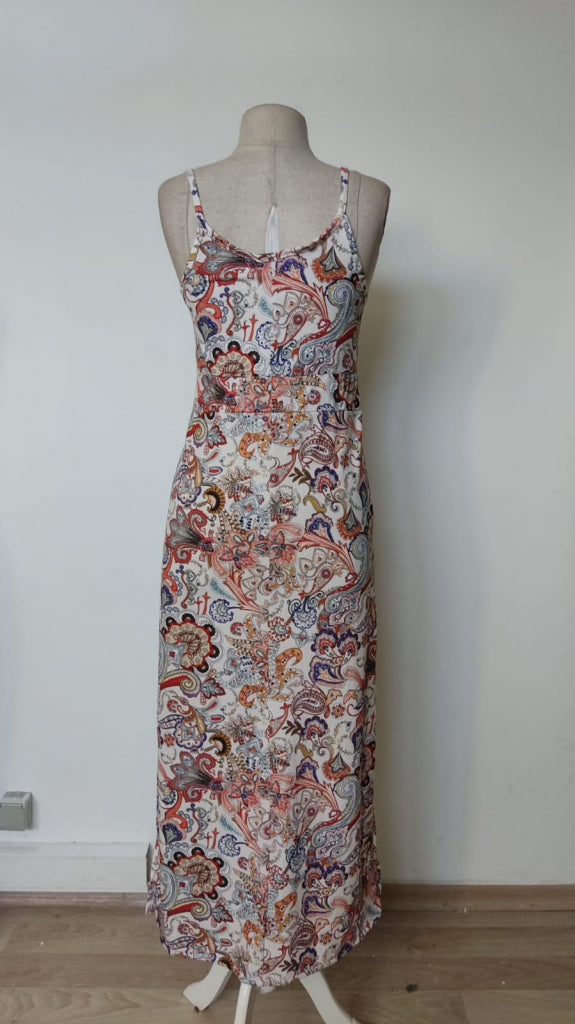Rochie lungă Supreme pentru femei, cu bretele, decolteu în V și imprimeu, crăpături, 33932
