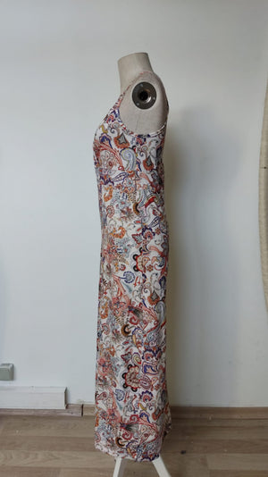 Rochie lungă Supreme pentru femei, cu bretele, decolteu în V și imprimeu, crăpături, 33932