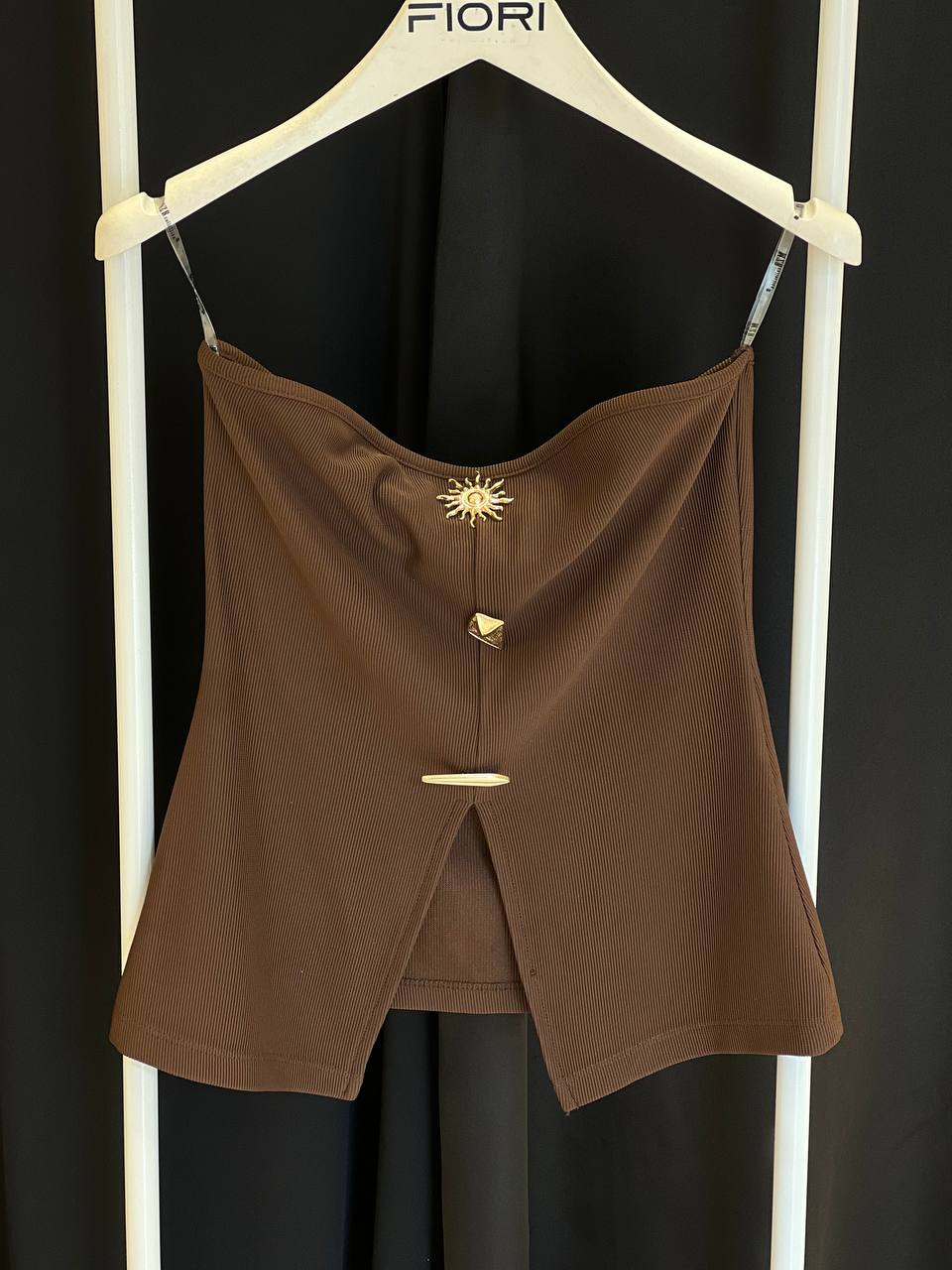 Drapeli Güneş Aksesuarlı Straplez Bluz