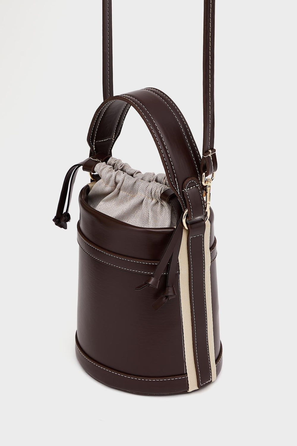 Kontrast Dikişli Kova El Ve Omuz Çanta