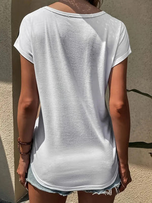 Kadın Bisiklet Yaka üç Renk Viskon T-shirt , 17652