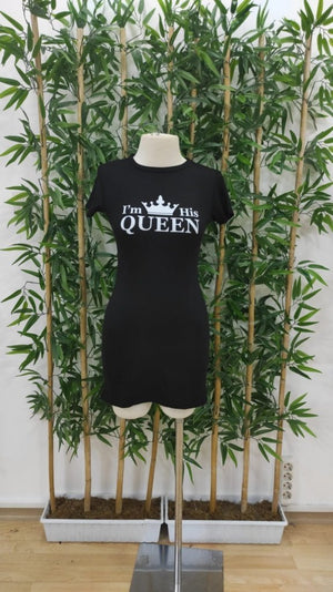 Kadın Kısa Kollu Queen Baskı Iki Iplik Mini Elbise , 26743
