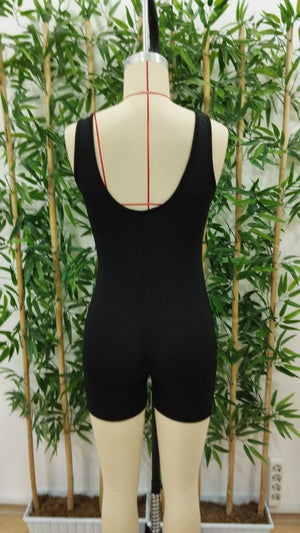 Kadın Kare Yaka Sırt Dekolte Detay Dalgıç Bodycon Mini Tulum, 26670
