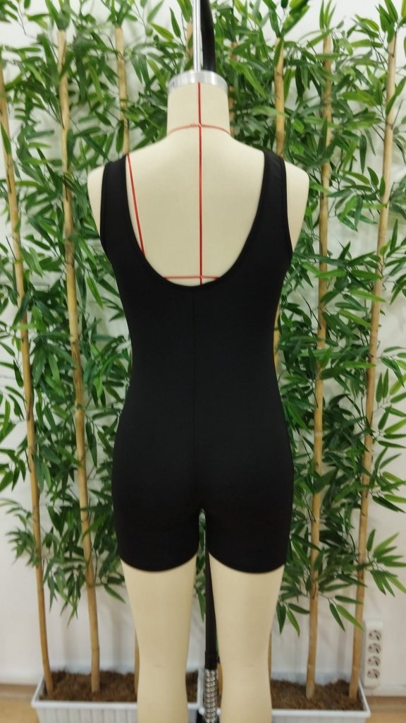 Kadın Kare Yaka Sırt Dekolte Detay Dalgıç Bodycon Mini Tulum, 26670