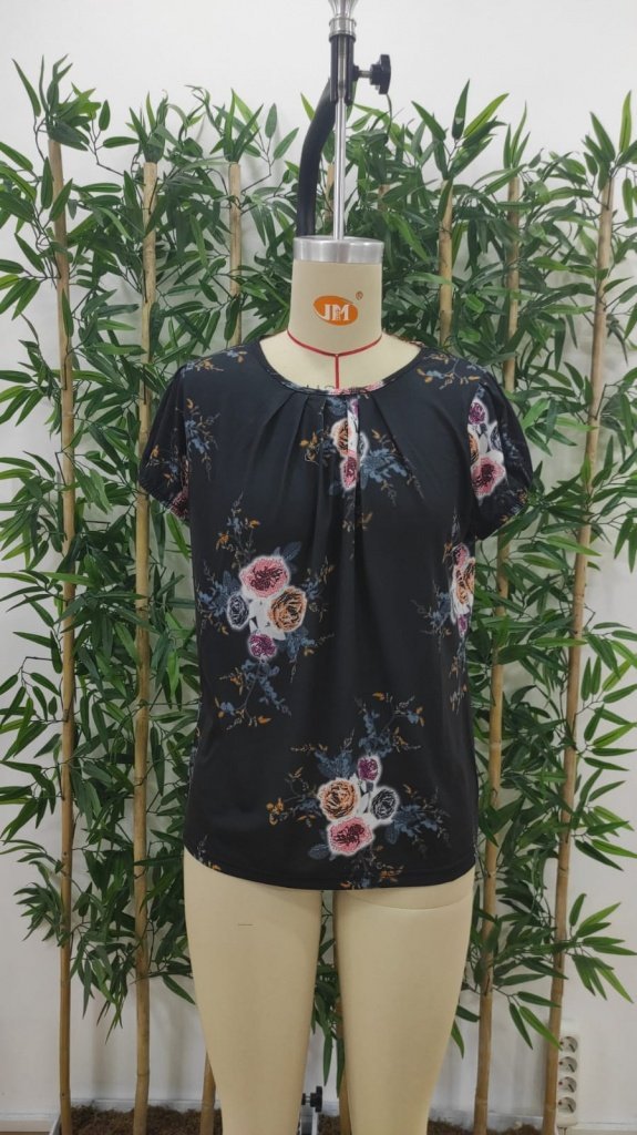 Bluză Supreme pentru femei, cu mânecă scurtă, guler rotund, imprimeu floral, 26659