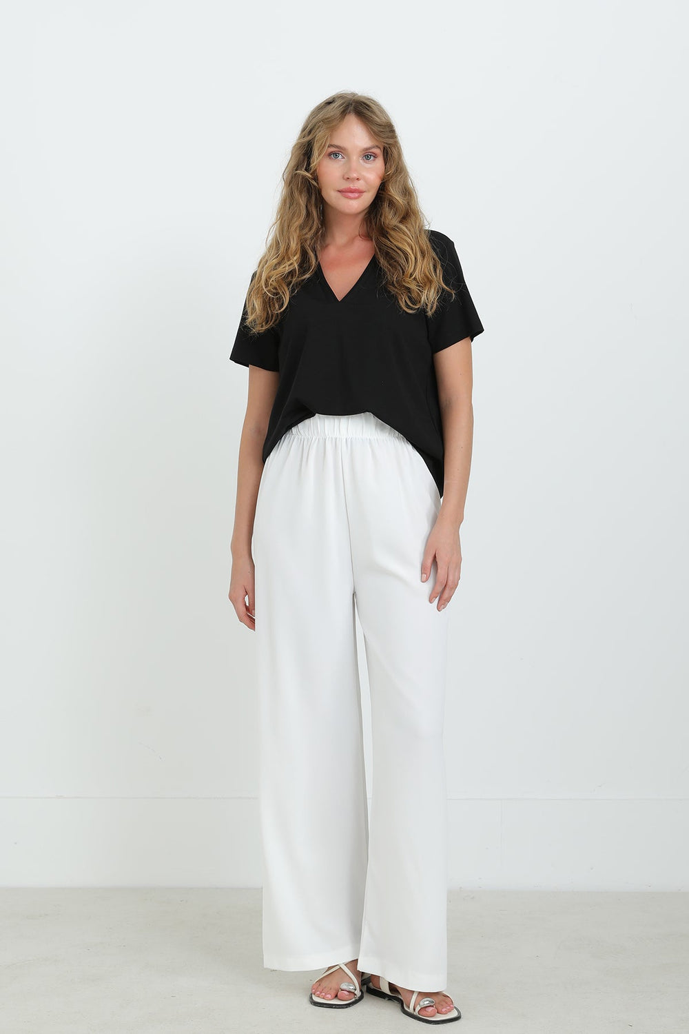 Kadın Geniş Paça Yüksek Bel Pantolon - 18103PNT - GREEN