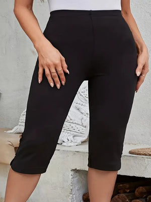 Pantaloni scurți din crep importat, cu talie înaltă, cu nasturi, pentru femei, 24409