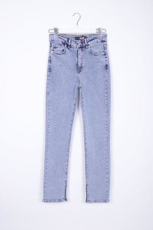 Yırtmaç Detaylı Düz Jean - Kar Yıkama Açık Mavi - (26-31) - 4