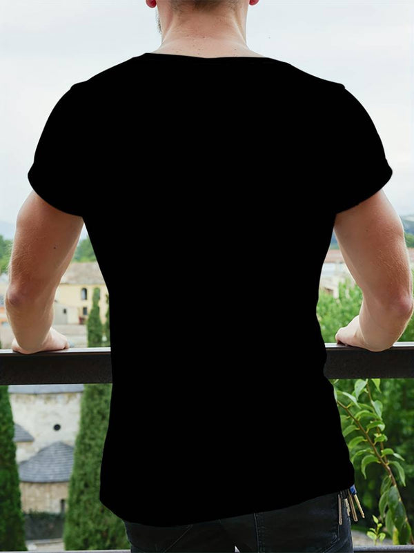 Erkek  Kısa Kollu Yuvarlak Yaka Desenli Viskon T-shirt , 18489