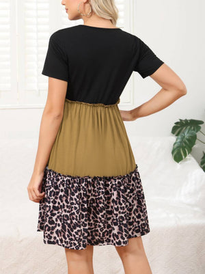 Rochie de damă din viscoză, cu detaliu leopard, format din trei piese, 18736