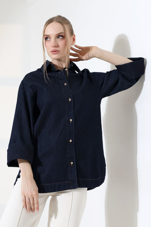 Oversize Düğmeli Gömlekl 6262