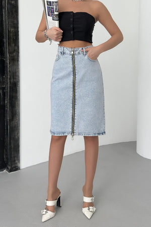 Fustă denim de lungime medie 1026