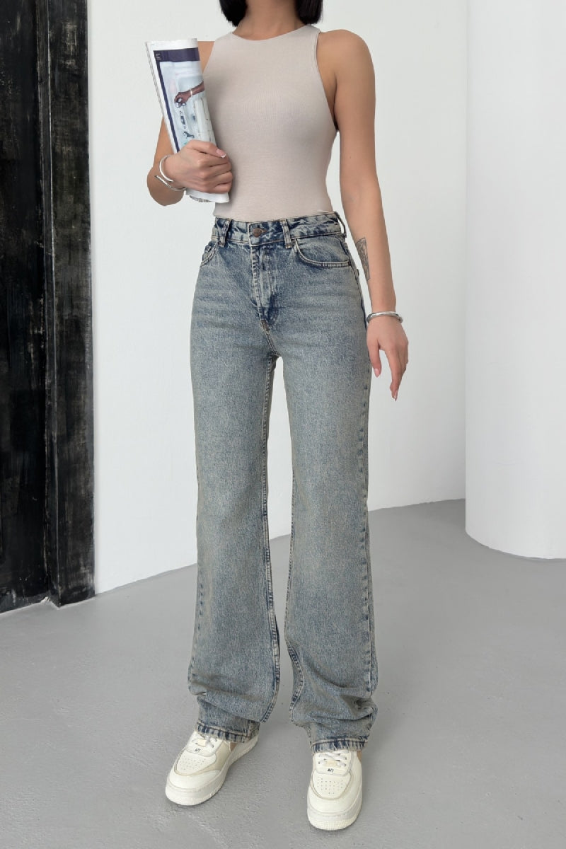 Yüksel Bel Straight Kot Pantolon 7033
