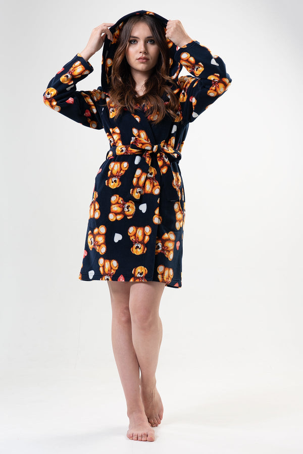 KADIN POLAR KAPSONLU CEPLI KISA SABAHLIK