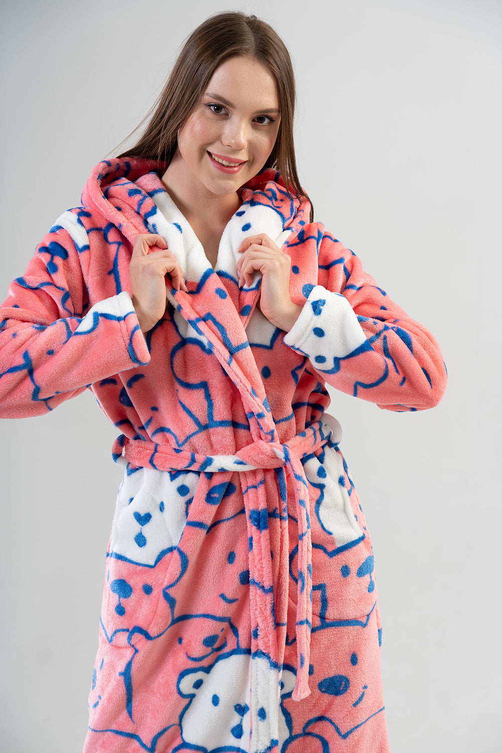 BAYAN SOFT KAPSONLU UZUN KOL CEPLI UZUN SABAHLIK