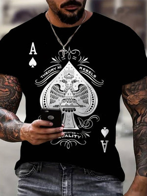 Erkek  Kısa Kollu Yuvarlak Yaka Desenli Viskon T-shirt , 18489