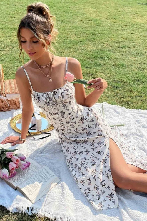 Kadın Ip Askılı Yakadan Bağcıklı Desenli Süprem Elbise , 26788