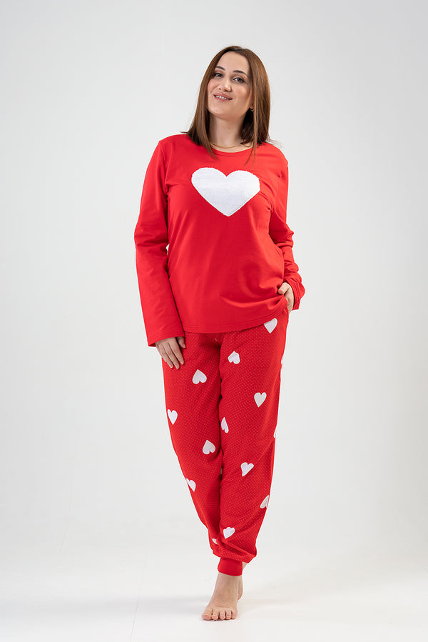 BAYAN 2IPLIK XXL O YAKA UZUN KOL ETEGI OVAL CEPLI MANSETLI PIJAMA TAKIM