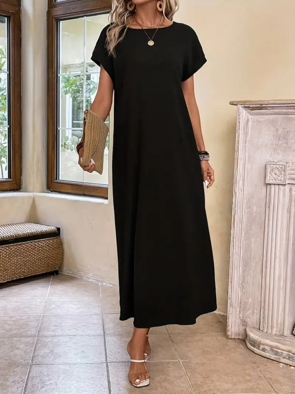 Rochie de damă din viscoză cu mânecă lungă și guler deschis, 32610