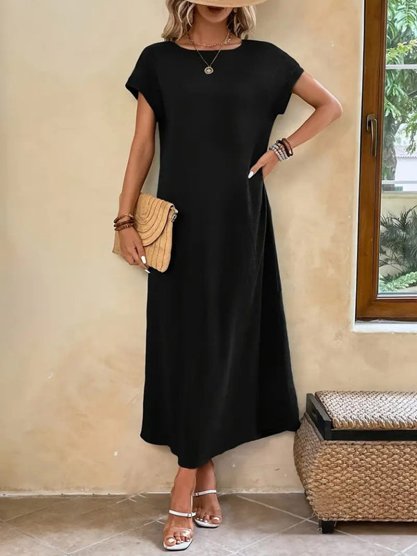 Rochie de damă din viscoză cu mânecă lungă și guler deschis, 32610