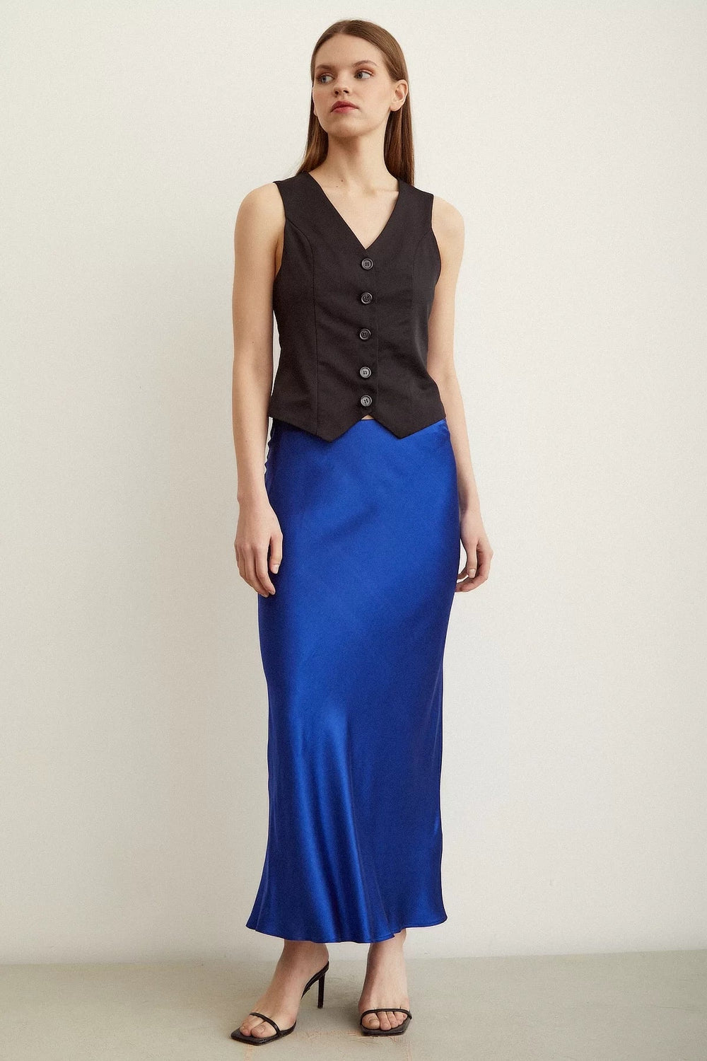 Verev Saten Etek - Lacivert - Lacivert - L