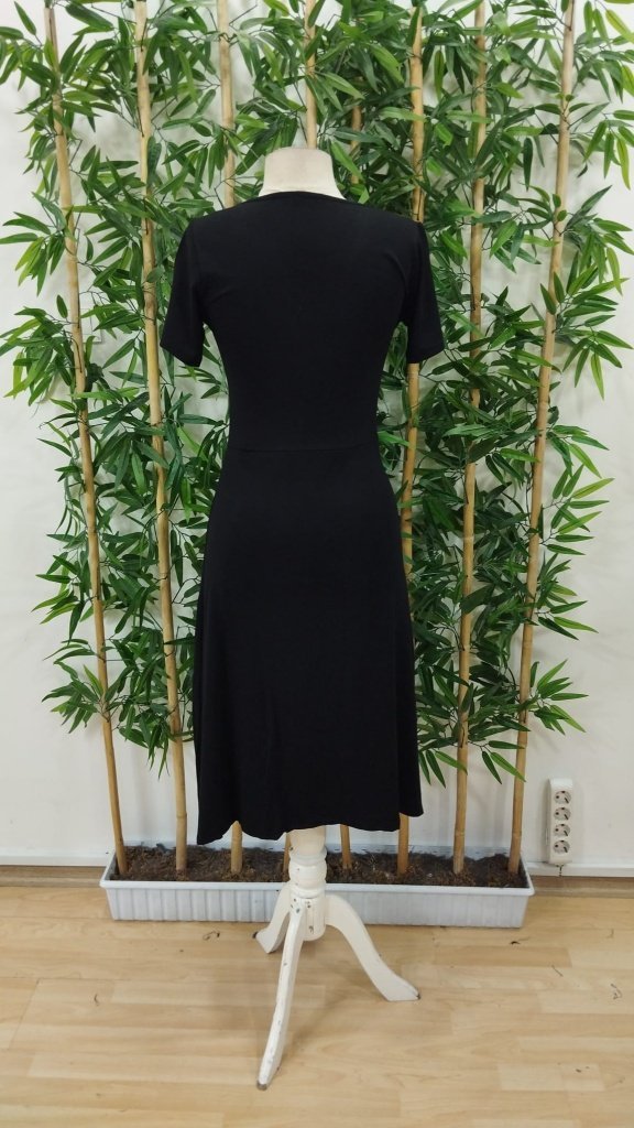 Rochie midi din viscoză pentru femei, cu mânecă scurtă, decolteu în V, crăpături în față și nasturi, 34680