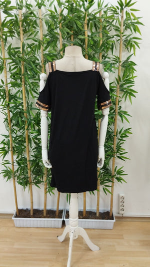 Rochie scurtă din viscoză pentru femei, cu decolteu în V și umeri goi, cu bretele, 25010