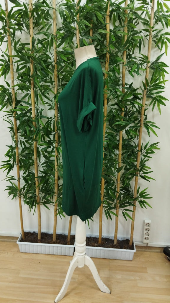 Rochie de damă din viscoză cu imprimeu fluturi, guler rotund și mânecă scurtă, 23983