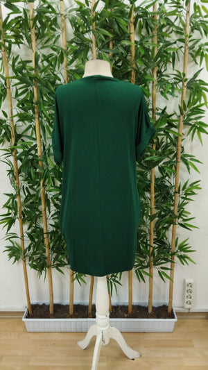 Rochie de damă din viscoză cu imprimeu fluturi, guler rotund și mânecă scurtă, 23983