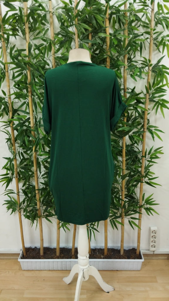 Rochie de damă din viscoză cu imprimeu fluturi, guler rotund și mânecă scurtă, 23983