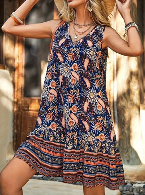 Rochie scurtă Supreme pentru femei, cu bretele, decolteu în V, model cu volane, 24197
