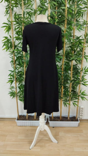 Rochie de damă din viscoză, cu mânecă scurtă, decolteu în V și linie A, cu buzunare, 24433