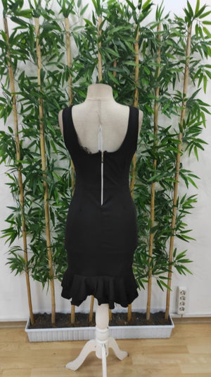 Rochie de damă din material scuba, cu bretele, decolteu în V și fermoar la spate, 24624