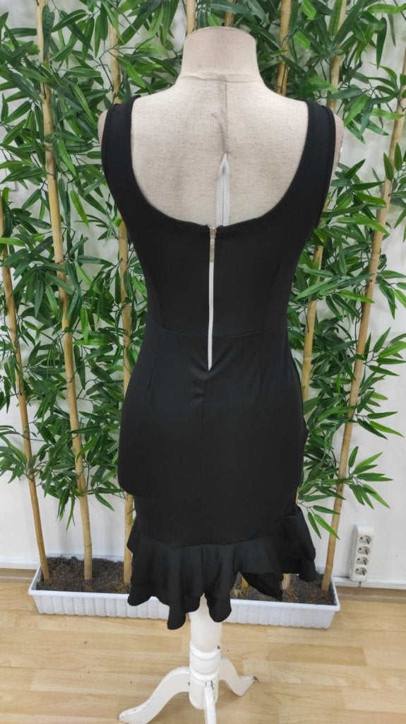 Rochie de damă din material scuba, cu bretele, decolteu în V și fermoar la spate, 24624