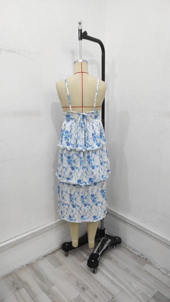 Rochie midi Supreme pentru femei, fără mâneci, cu bretele, decoltate, cu crăpături, imprimeu floral, 34014